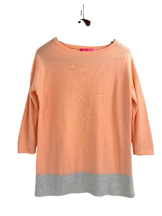 Lilly Pulitzer Sweaters - Lilly Pulitzer Dayna 3/4 Sleeve Sweater Peach Gray Coolmax Womens Medium Preppy